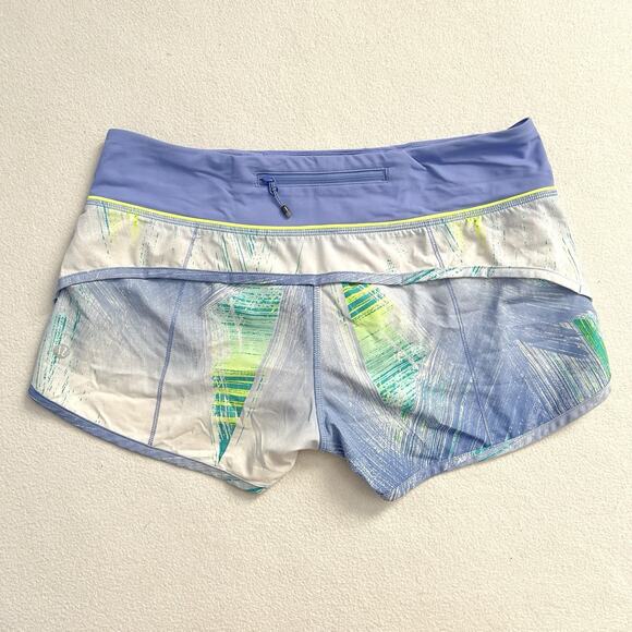 Lululemon Women Run Speed Shorts Wind Chill White Lullaby Ray Light Blue Print 6 - Picture 8 of 8